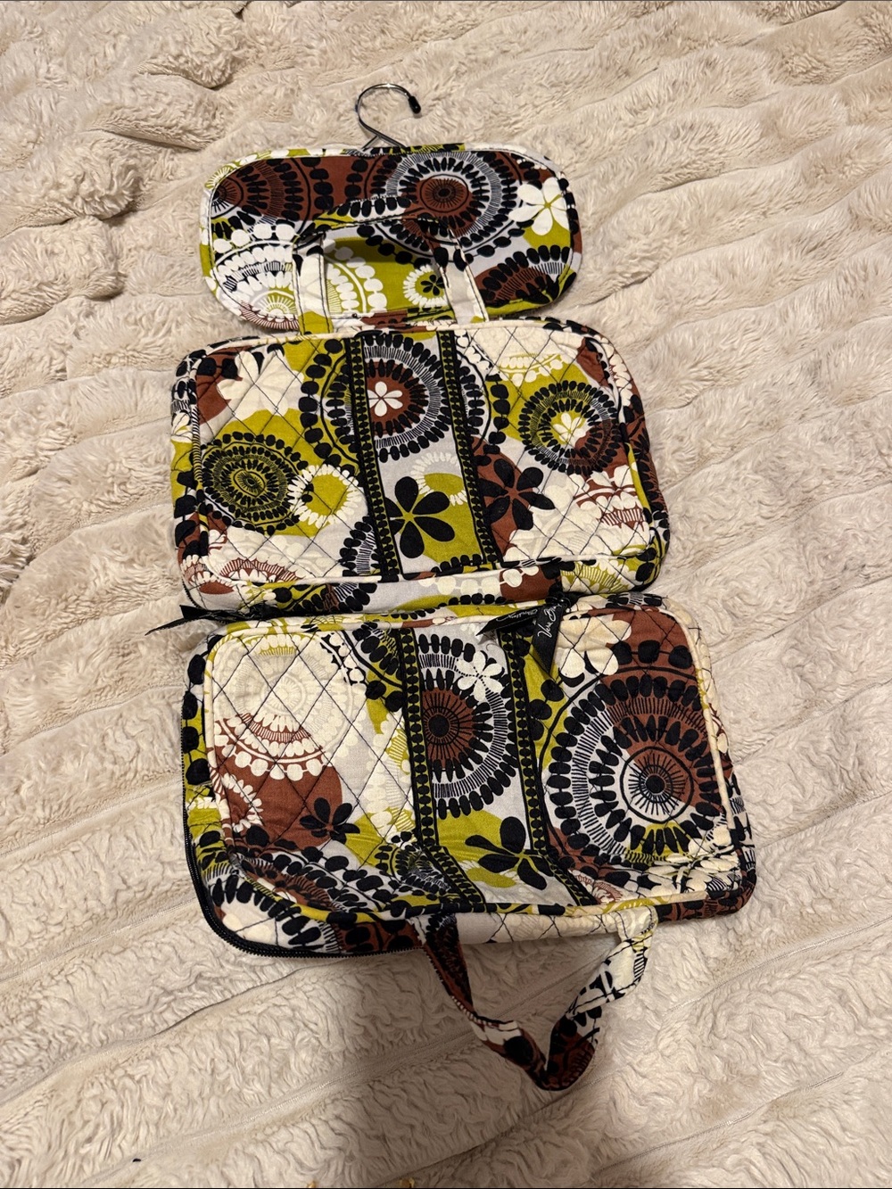 Vera Bradley Quilted Floral Cosmetic Pouch in Olive, Brown & Black